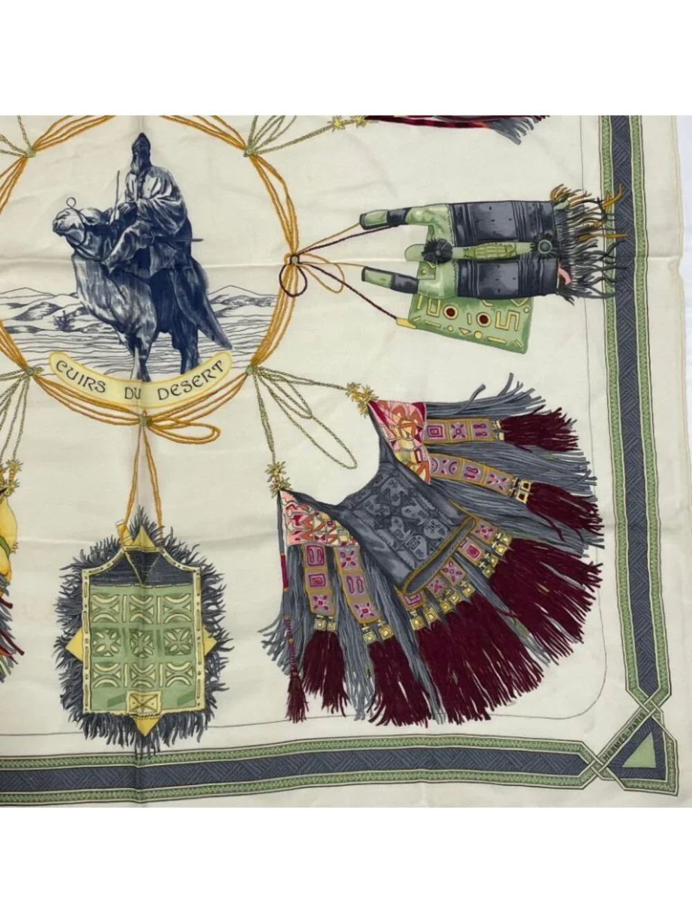 Hermes Carre 90 Cuirs du Desert Leather Ornament Silk Scarf White - Picture 5 of 6
